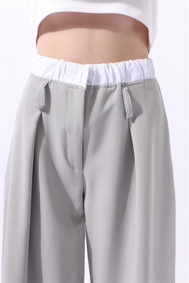 RYN Wholesale Double Waist Banded Palazzo Pants Gray - San Germán