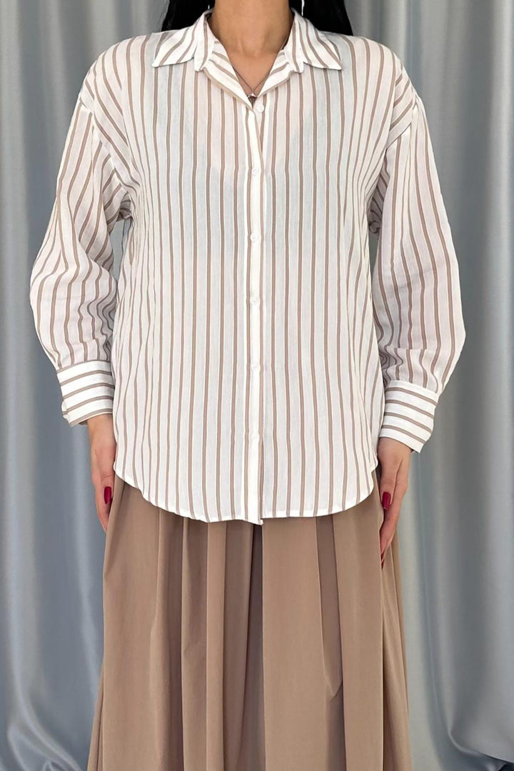 ELS Wholesale Beige Striped Shirt - Brea