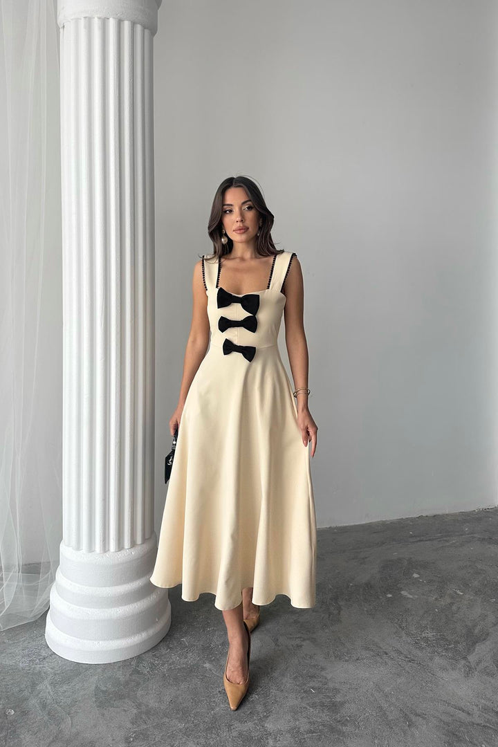 ELS Wholesale Beige Bow Lace Dress - Middelburg