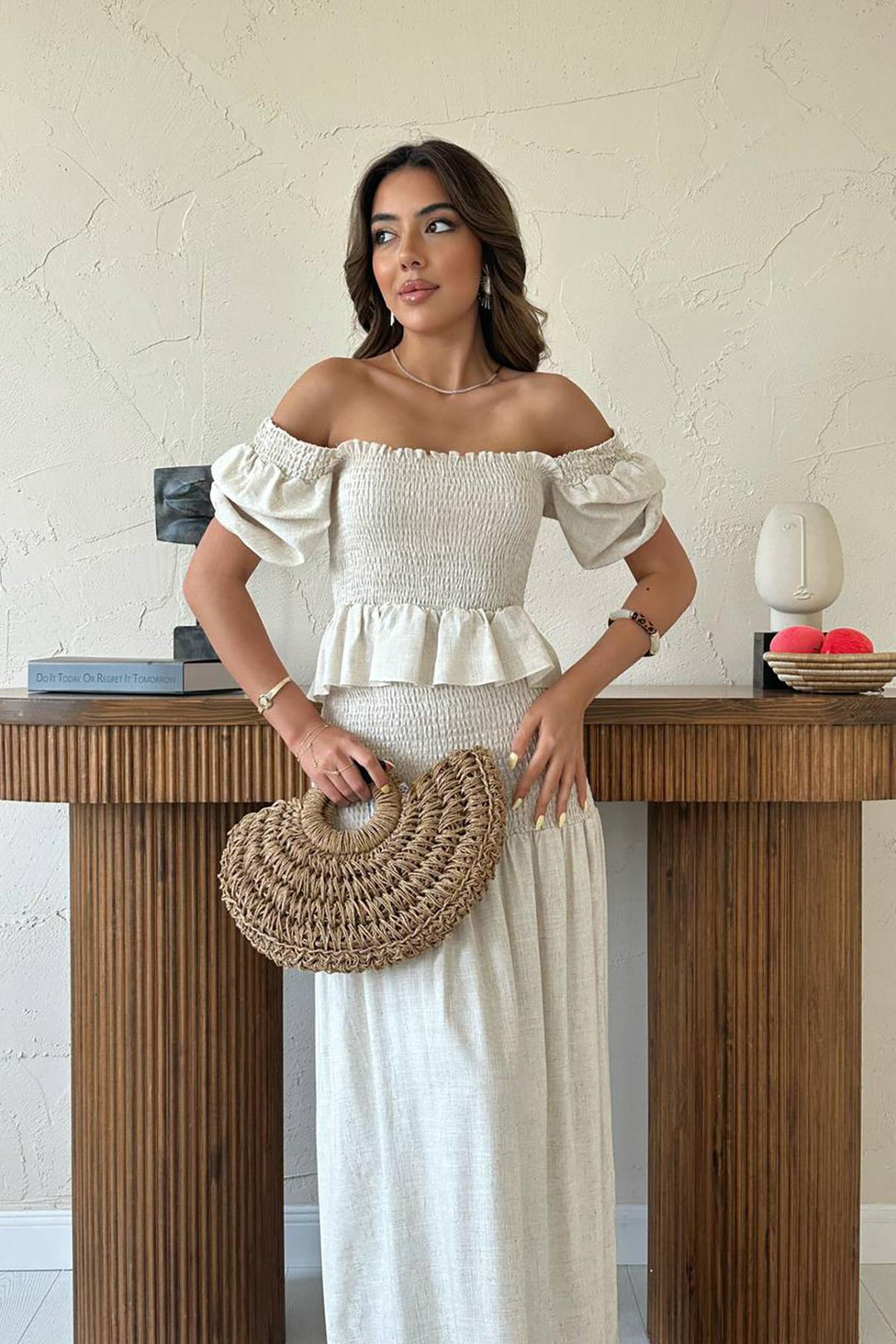 ELS Toptan Bej Gipeli Keten Takım - Bloomington