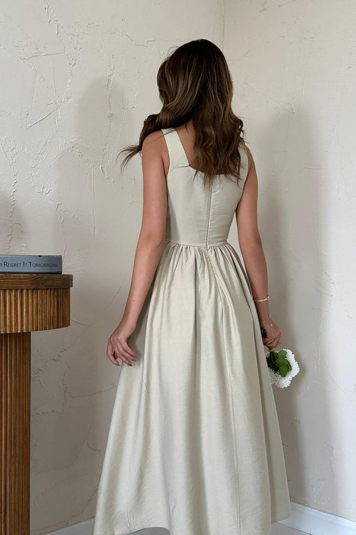 ELS Wholesale Beige Thick Linen Dress - Suceava