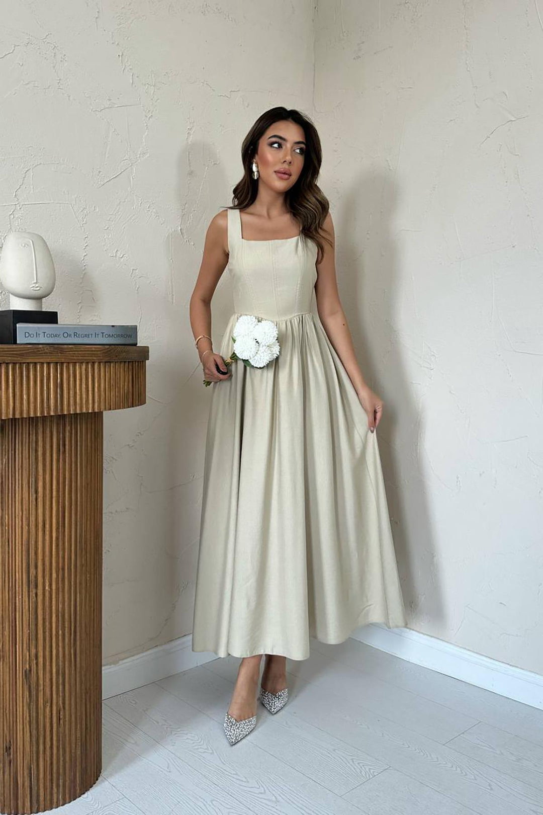 ELS Wholesale Beige Thick Linen Dress - Suceava