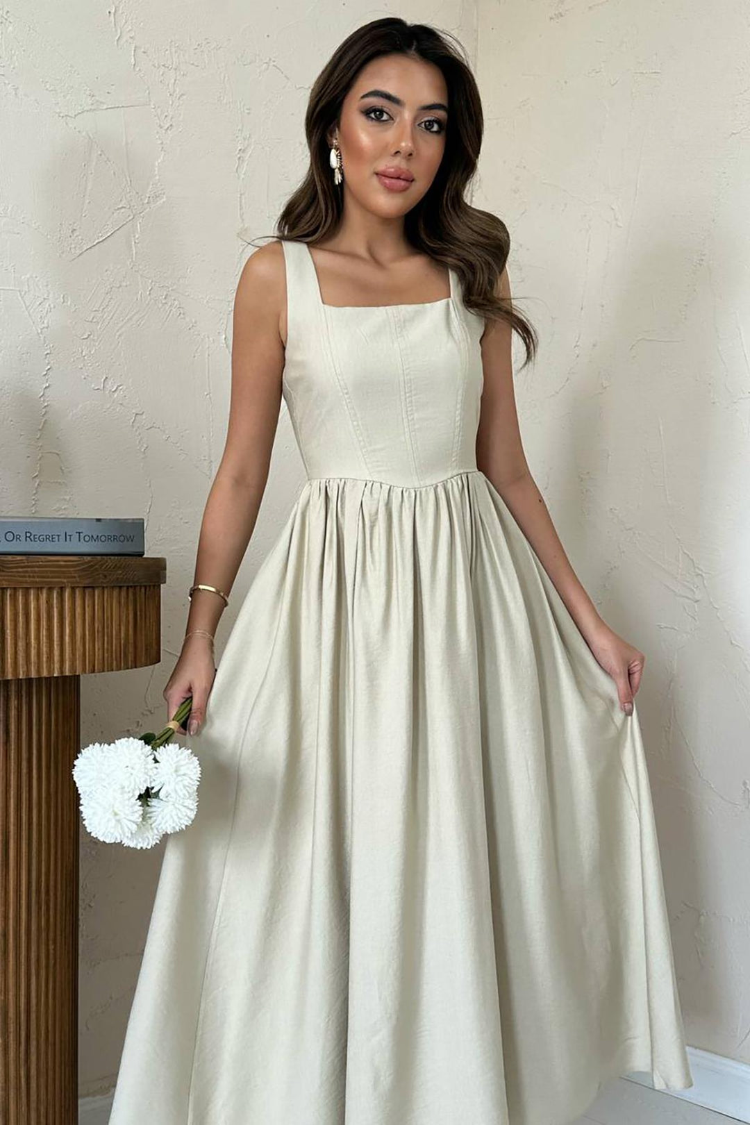 ELS Wholesale Beige Thick Linen Dress - Suceava