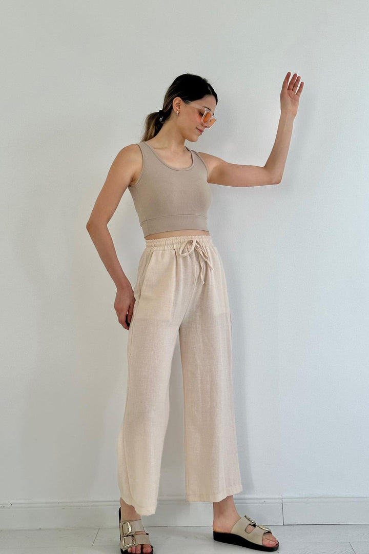 ELS Wholesale Beige Linen Trousers - Rechytsa