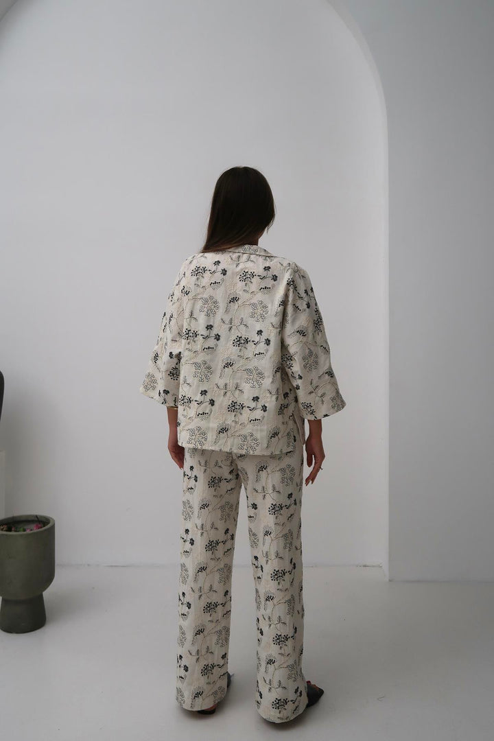 ELS Wholesale Beige Embroidered Linen Set - Quincy