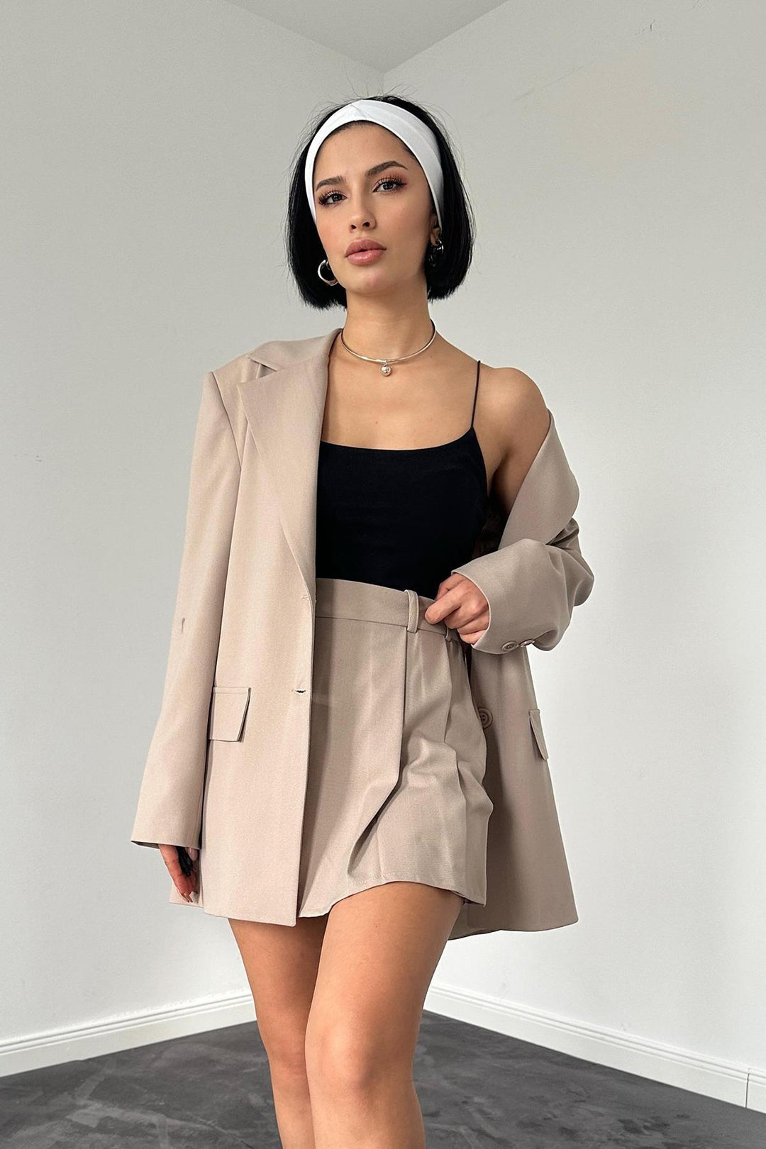 ELS Wholesale Beige Blazer and Skirt Suit - Burnley