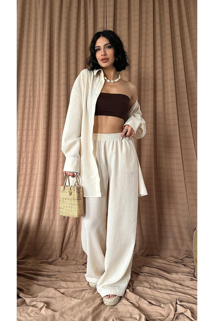 ELS Wholesale Beige Rio Linen Shirt and Pants Set - Bergisch Gladbach