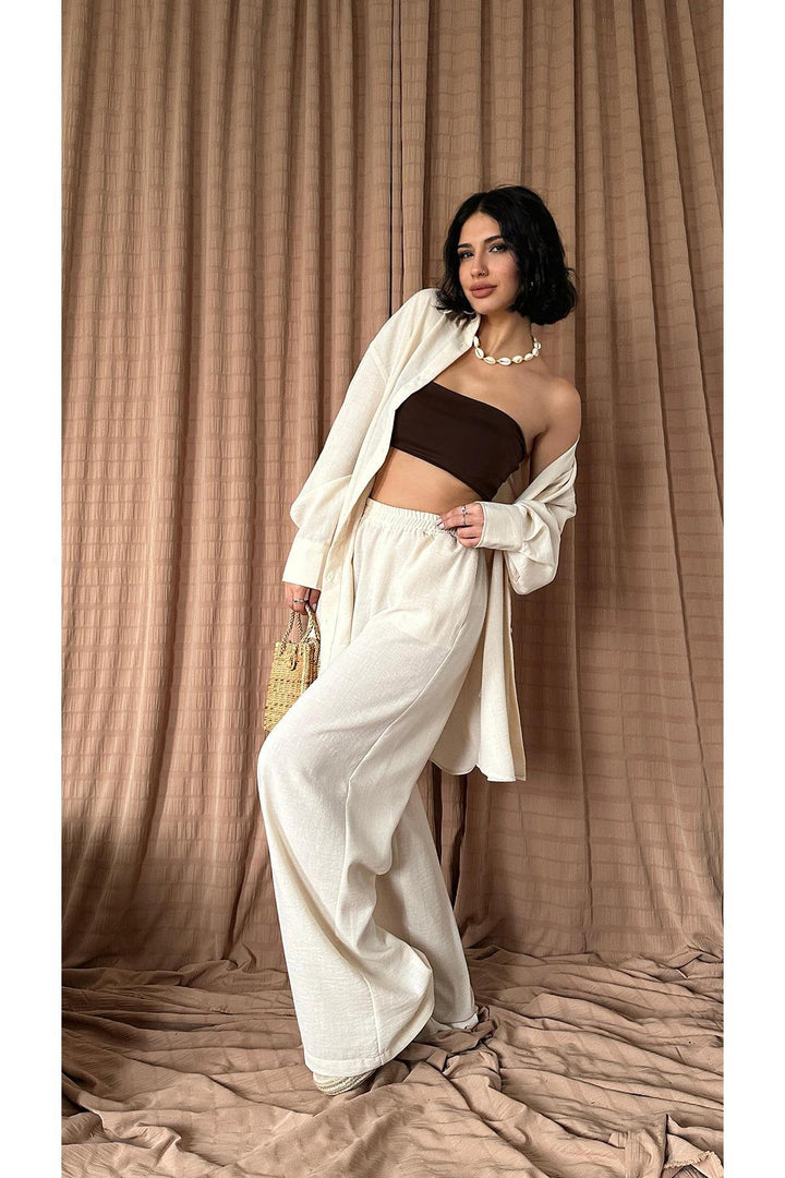 ELS Wholesale Beige Rio Linen Shirt and Pants Set - Bergisch Gladbach