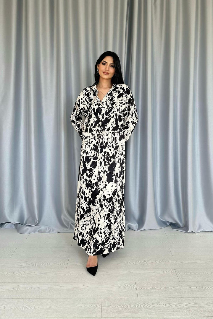 ELS Wholesale Beige Black Patterned Viscose Set - Morristown