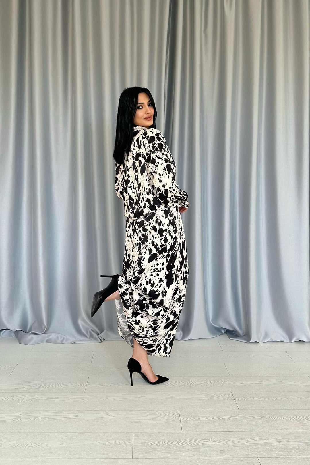 ELS Wholesale Beige Black Patterned Viscose Set - Morristown