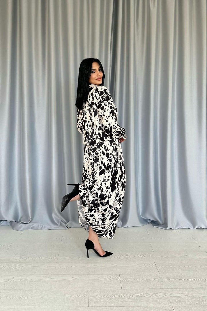 ELS Wholesale Beige Black Patterned Viscose Set - Morristown