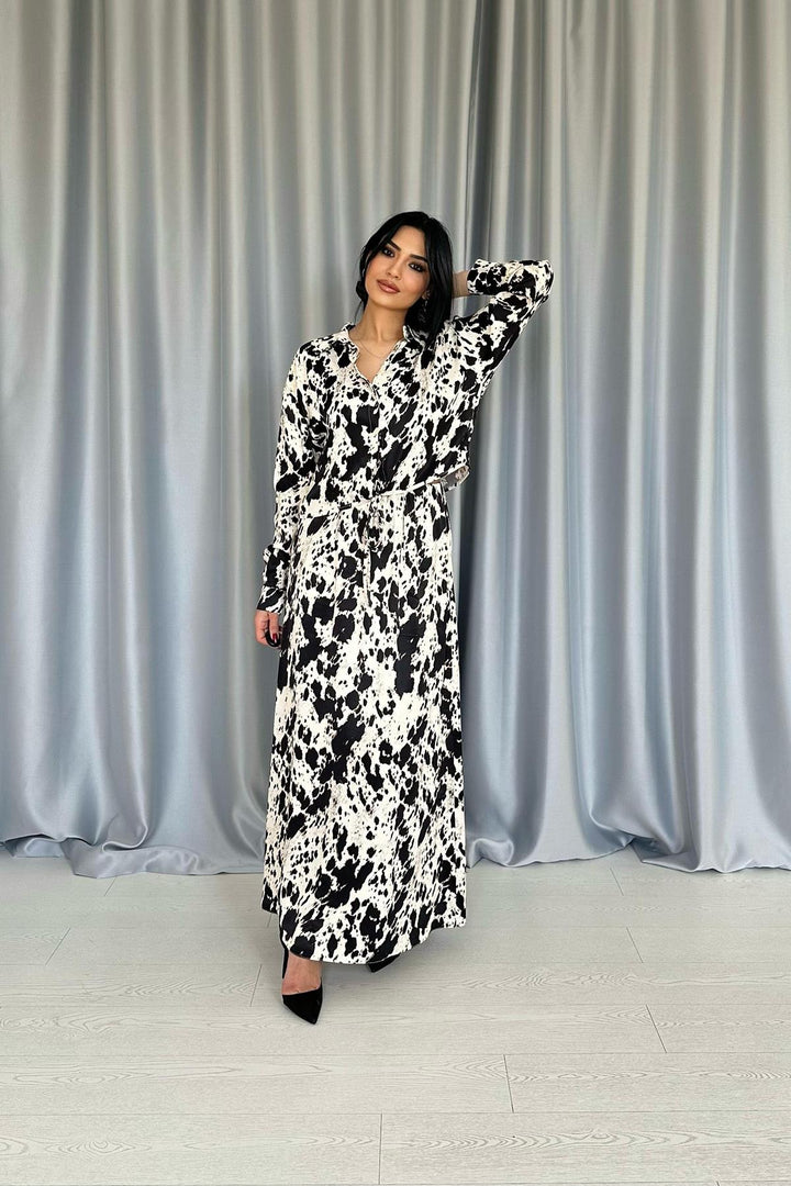 ELS Wholesale Beige Black Patterned Viscose Set - Morristown