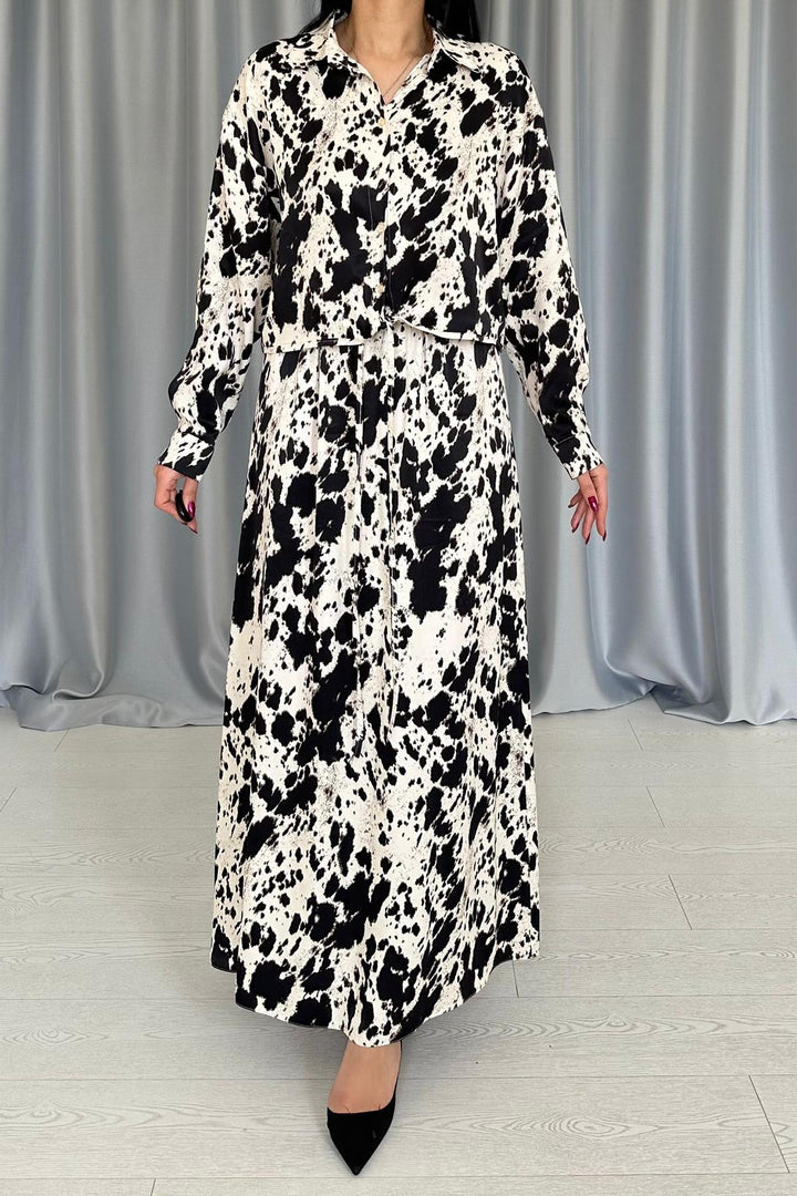 ELS Wholesale Beige Black Patterned Viscose Set - Morristown