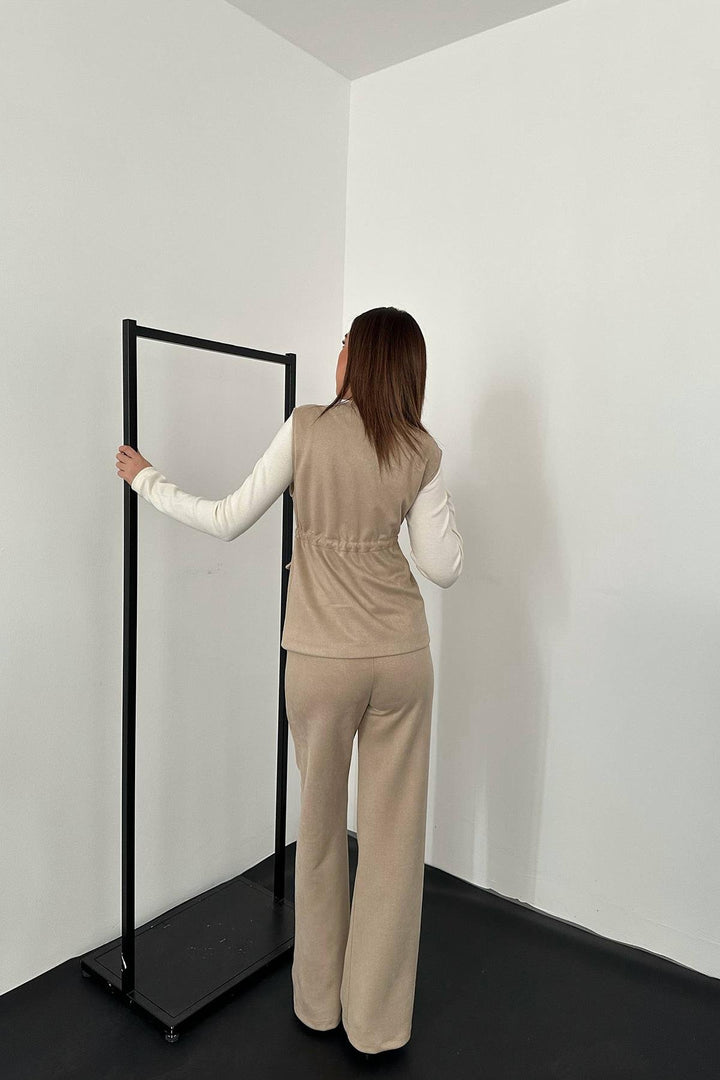 ELS Toptan Bej Süet Yelek Pantolon Takım - Ávila