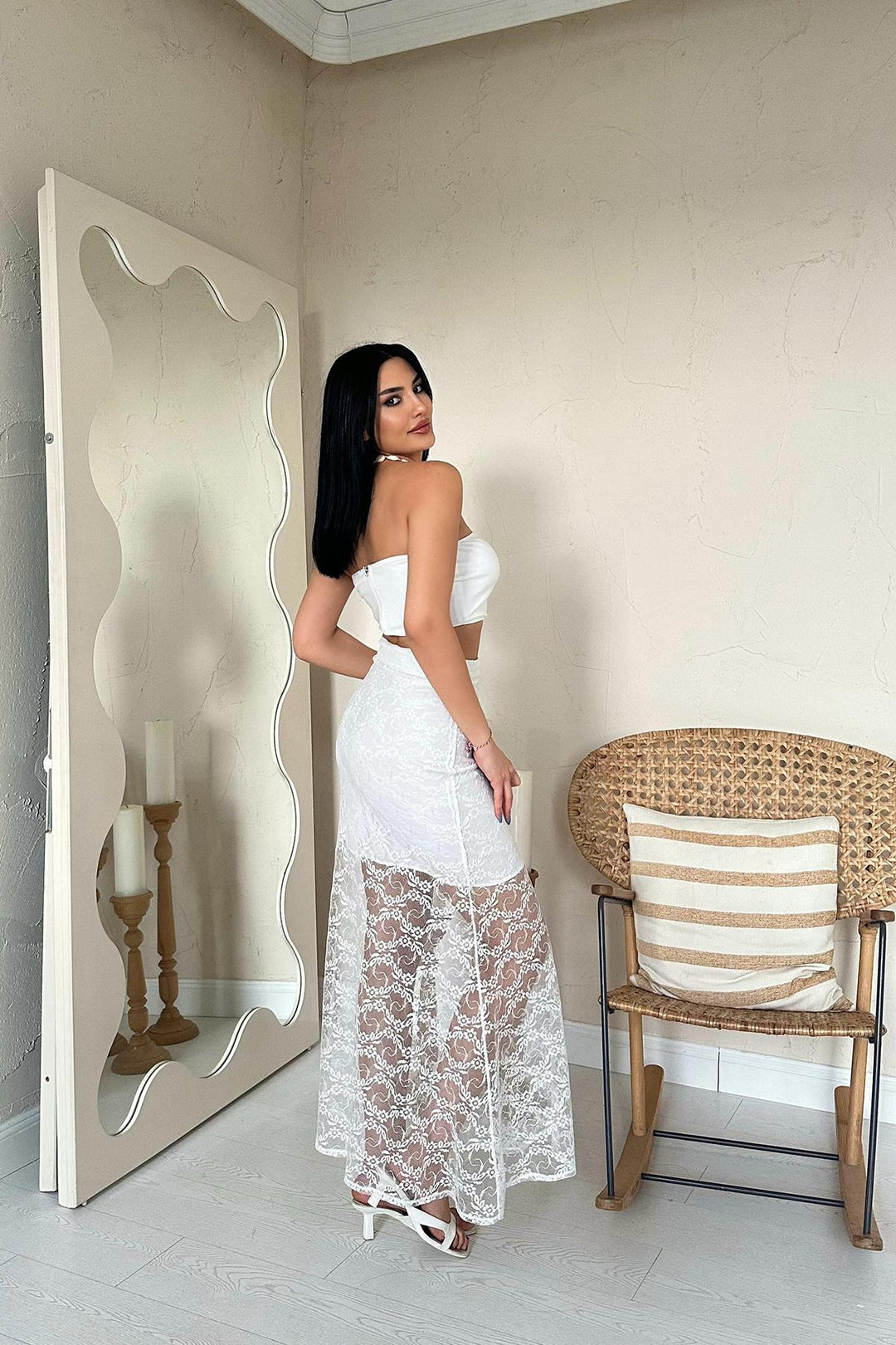ELS Wholesale White Lace Detailed Skirt - Wilmington