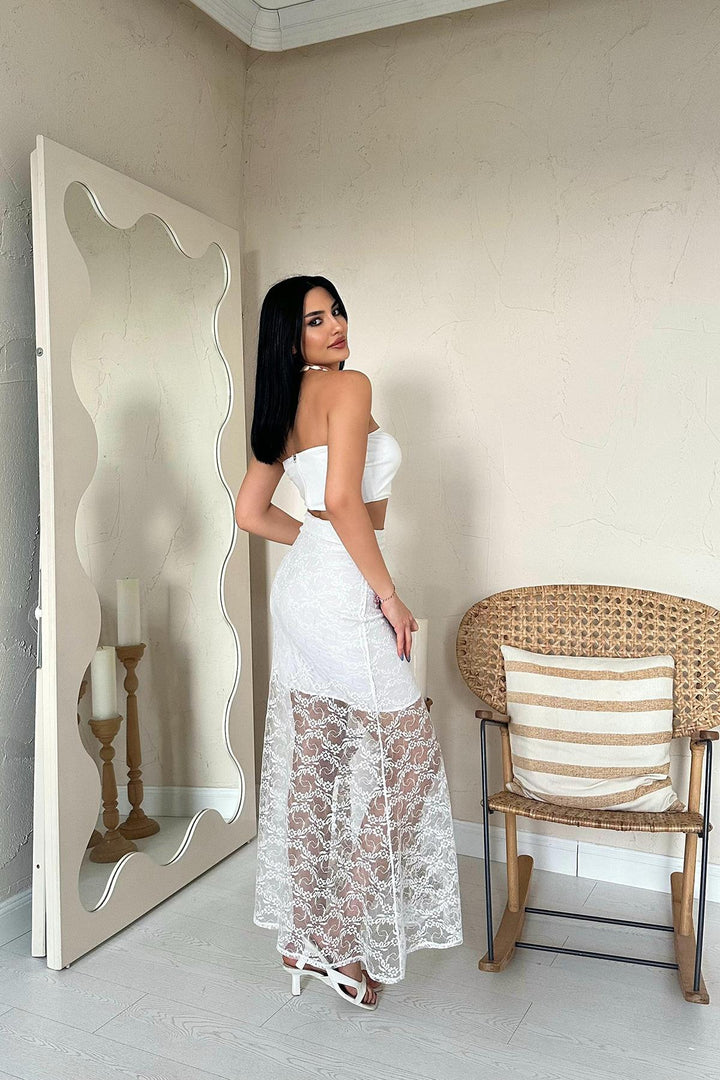 ELS Wholesale White Lace Detailed Skirt - Wilmington