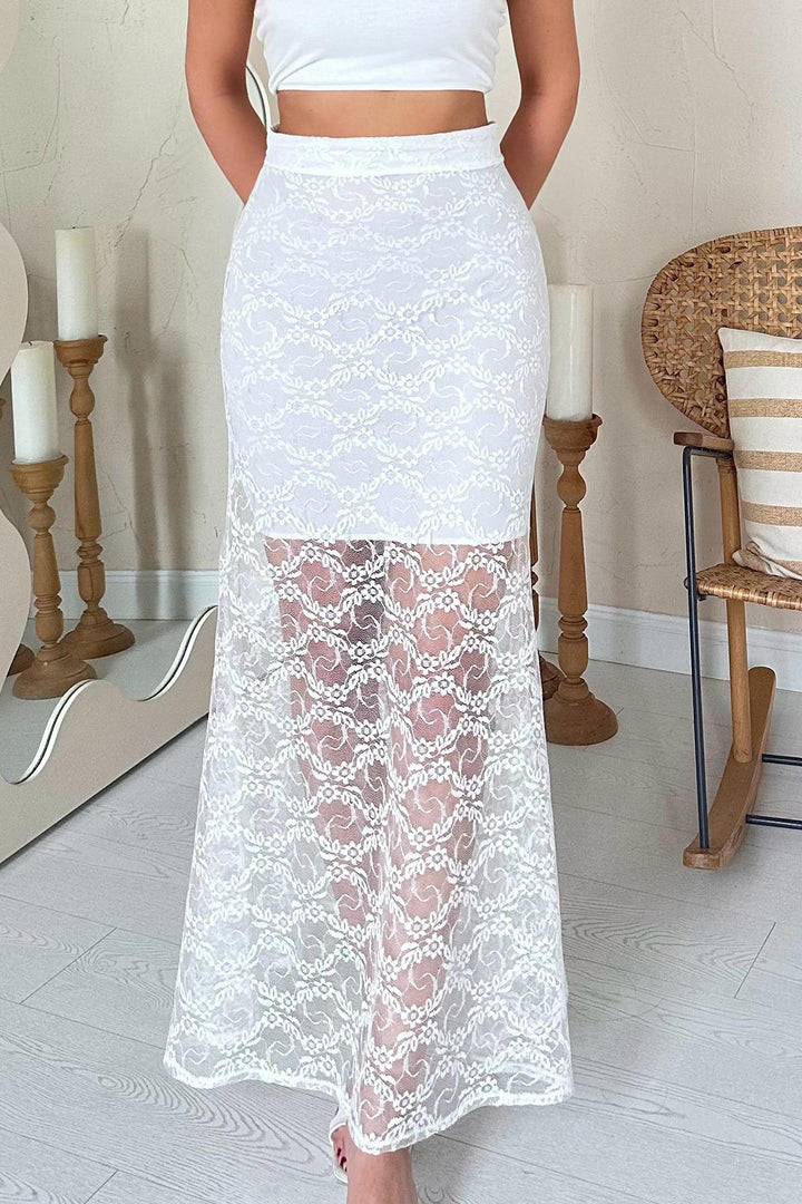 ELS Wholesale White Lace Detailed Skirt - Wilmington