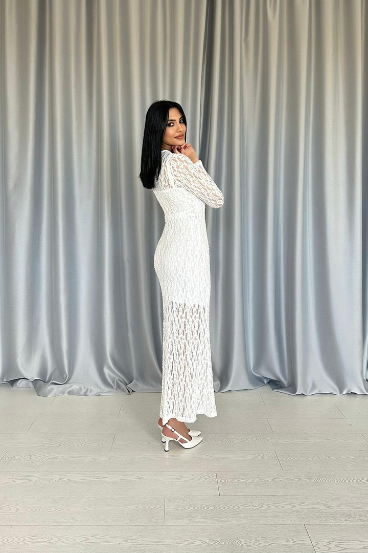 ELS Wholesale White Lace Long Sleeve Dress - Wavre
