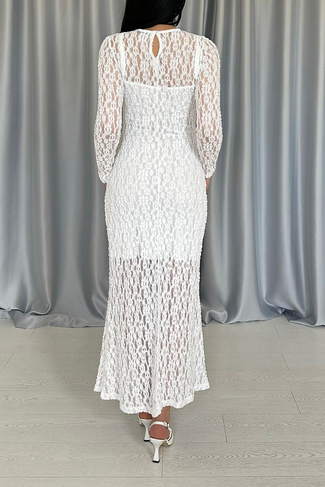 ELS Wholesale White Lace Long Sleeve Dress - Wavre