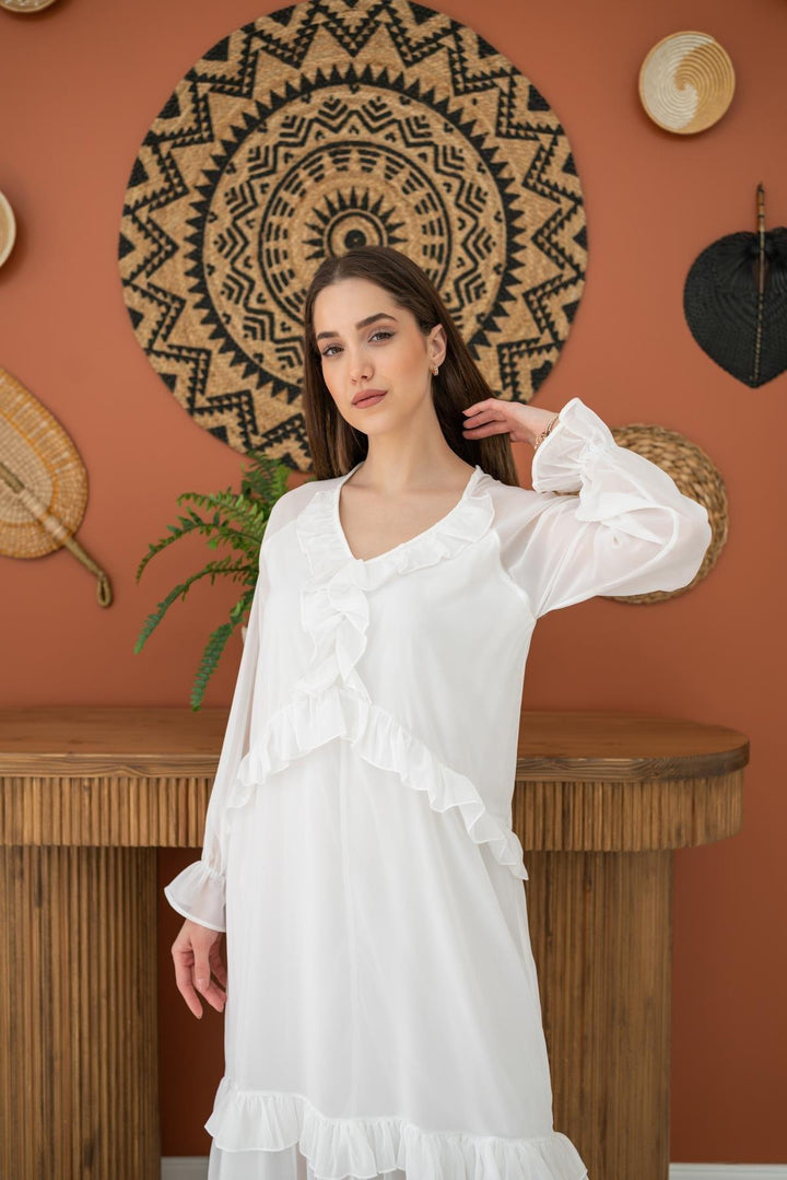 ELS Wholesale White Ruffled Dress - Portland