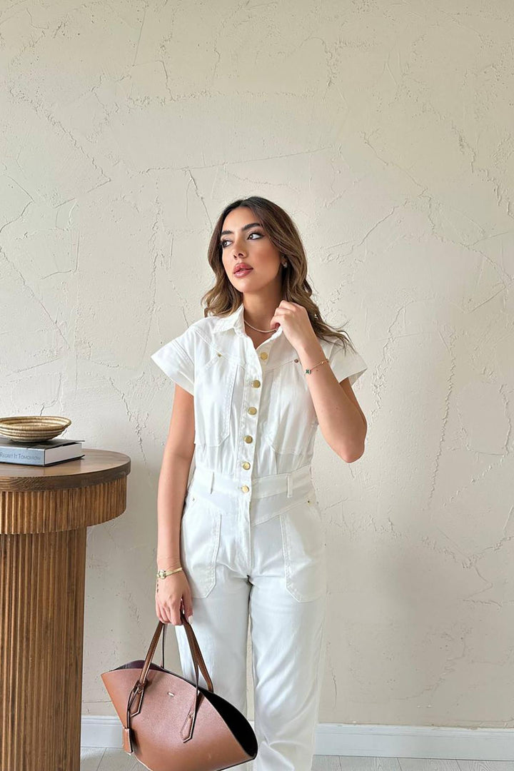 ELS Toptan Beyaz Gabardin Kot Tulum .. - Bordeaux