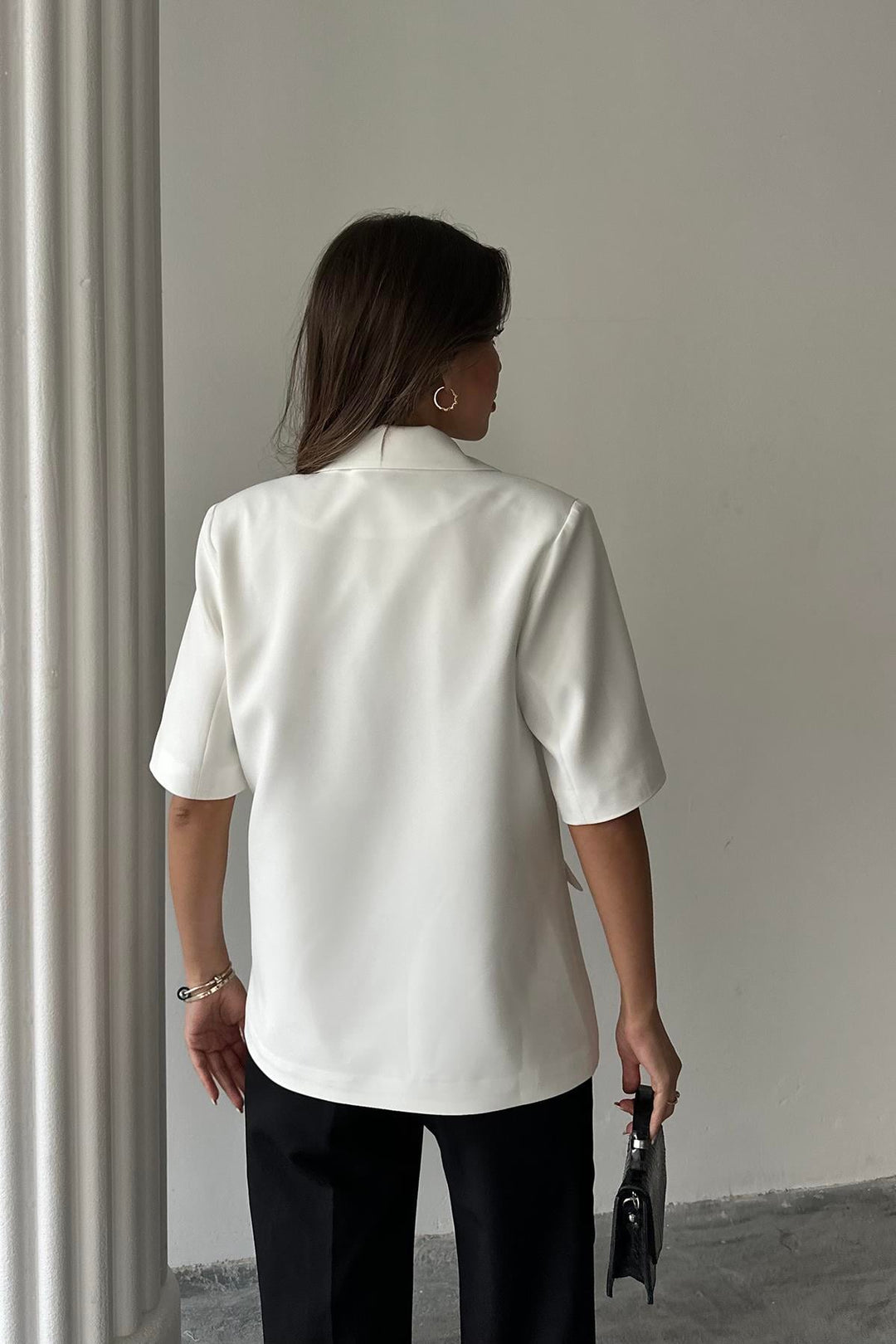 ELS Toptan Beyaz Kısa Kollu Blazer Ceket - Paradise
