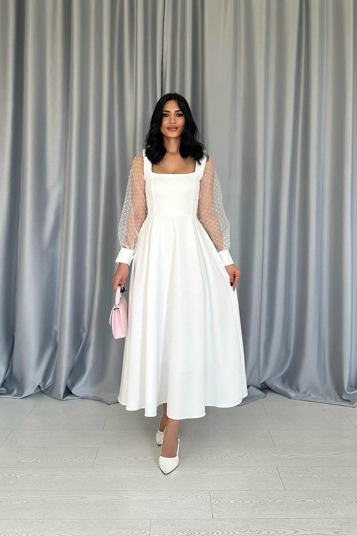 ELS Wholesale White Collar Organza Cup Dress - St. Petersburg