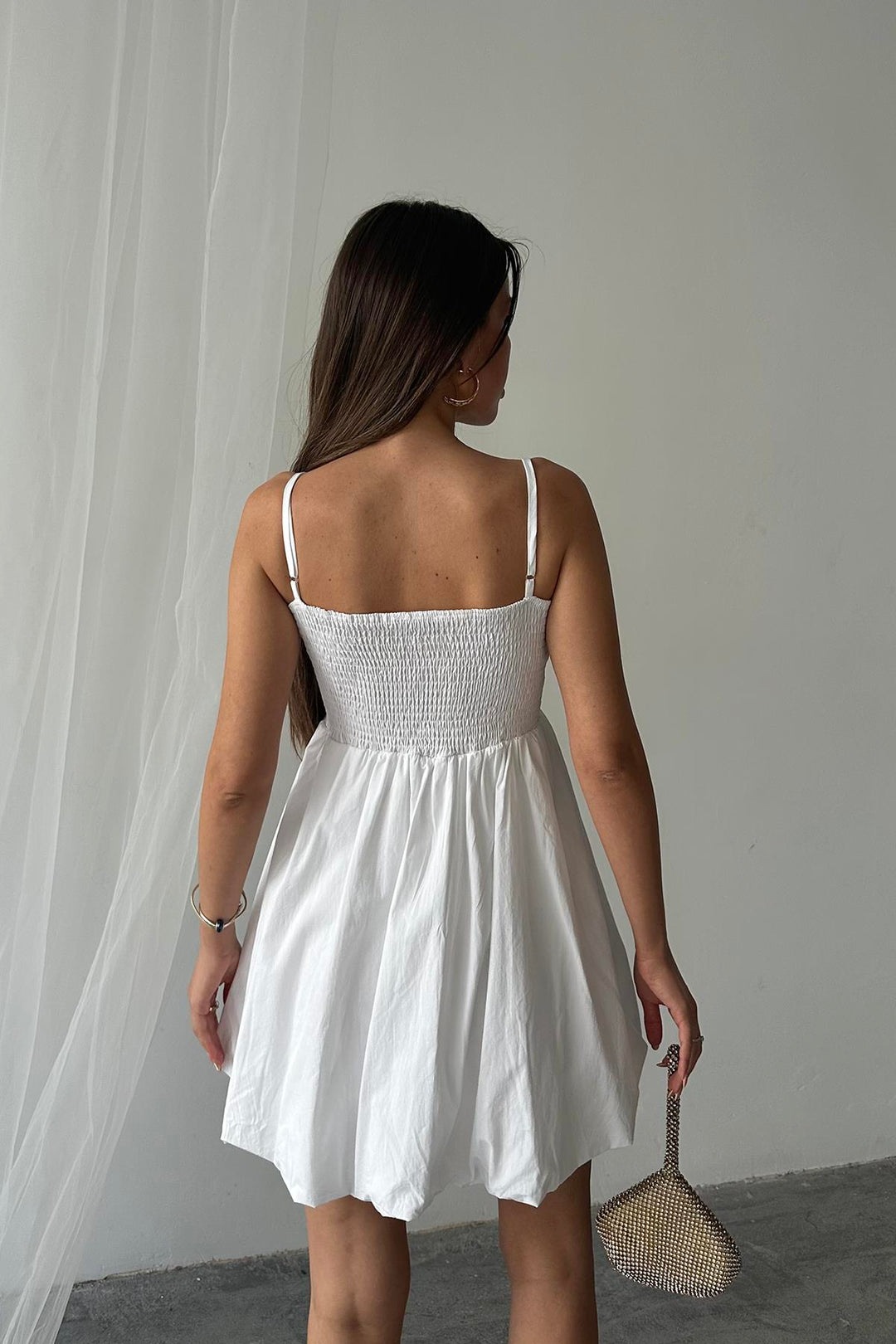 ELS Wholesale White Front Bow Strap Dress - Nantes