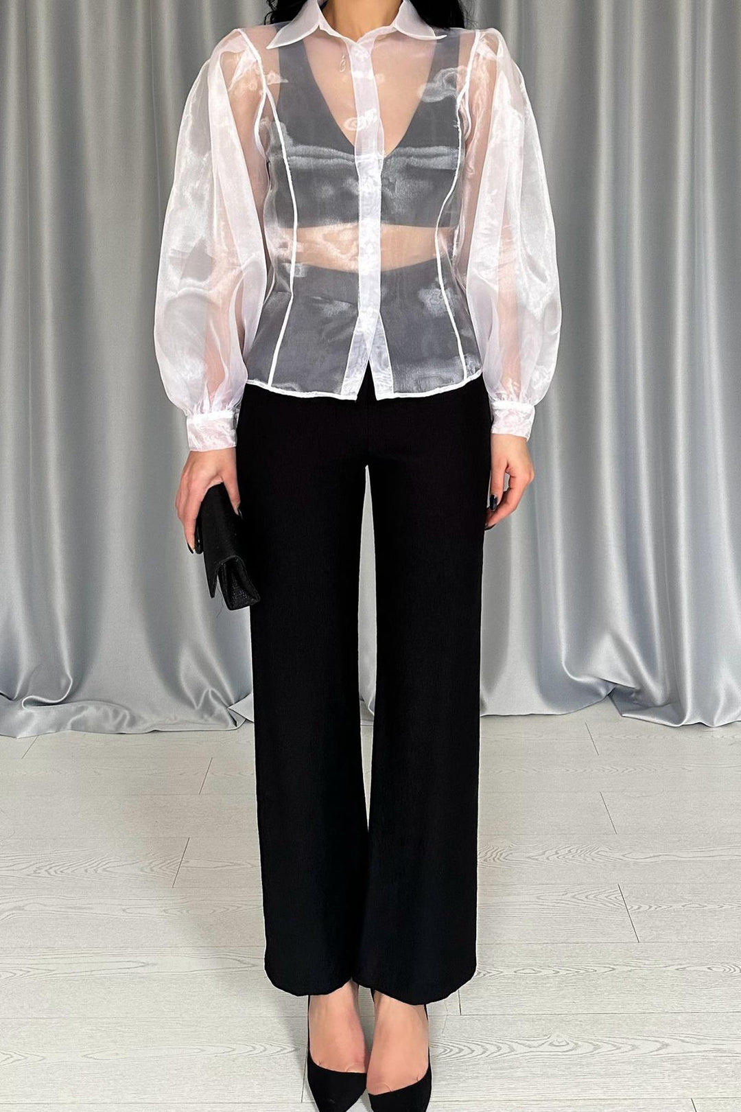 ELS Wholesale White Organza Shirt - Chalco