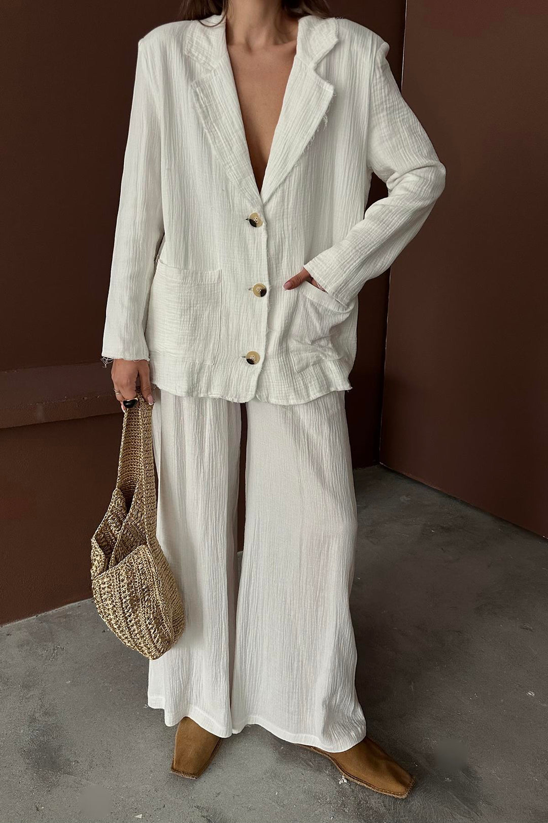 ELS Wholesale White Oversize Muslin Set - Querétaro
