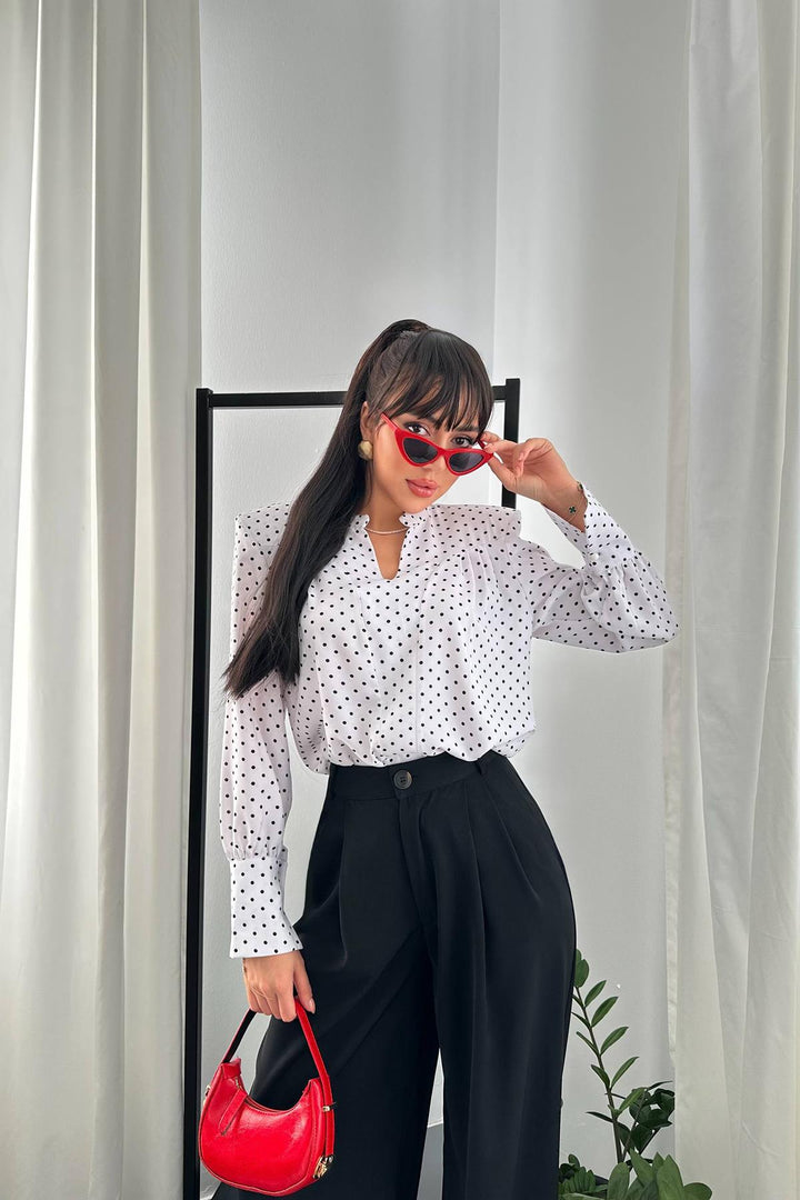 ELS Wholesale White Polka Dot Shirt - Adelanto