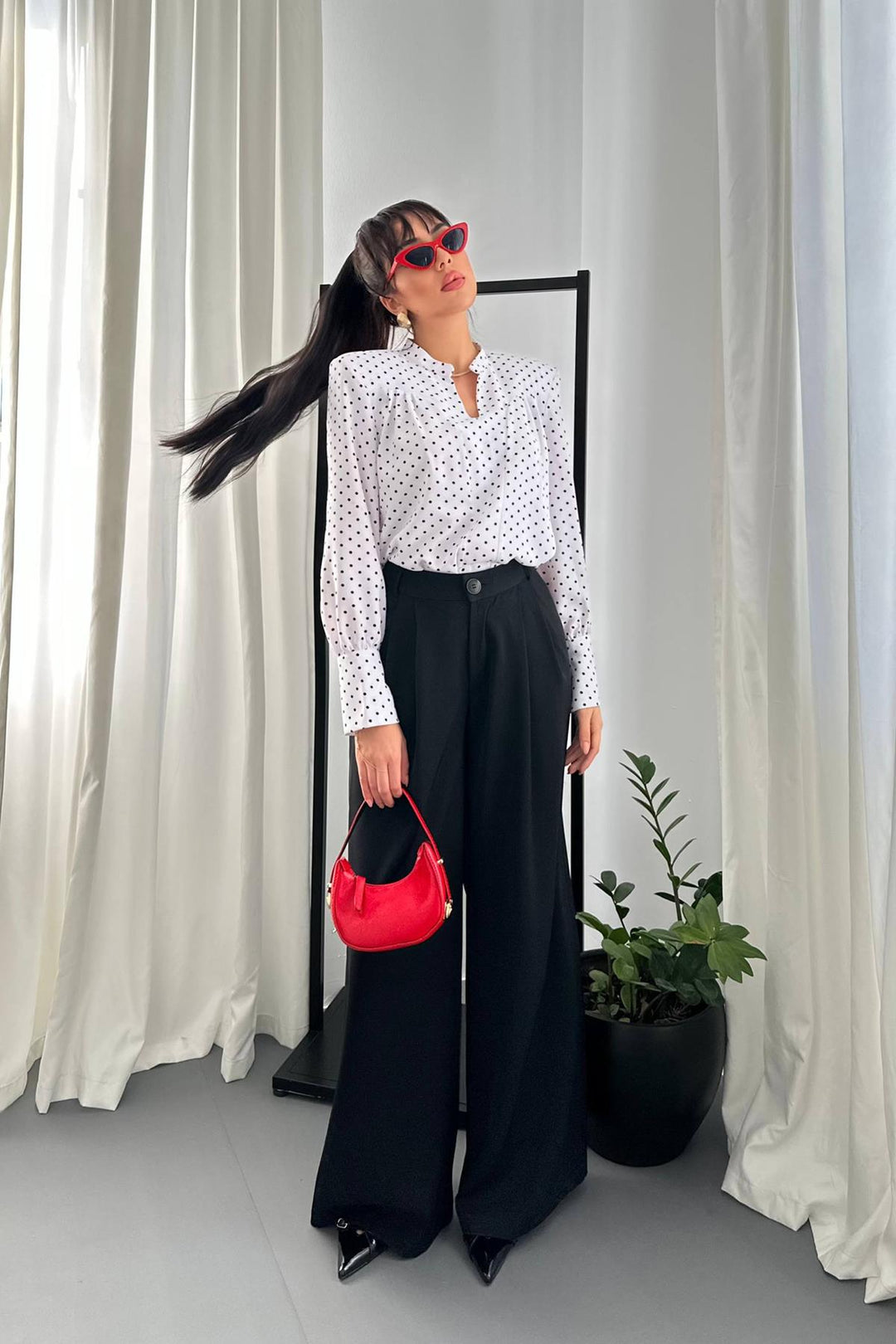 ELS Wholesale White Polka Dot Shirt - Adelanto