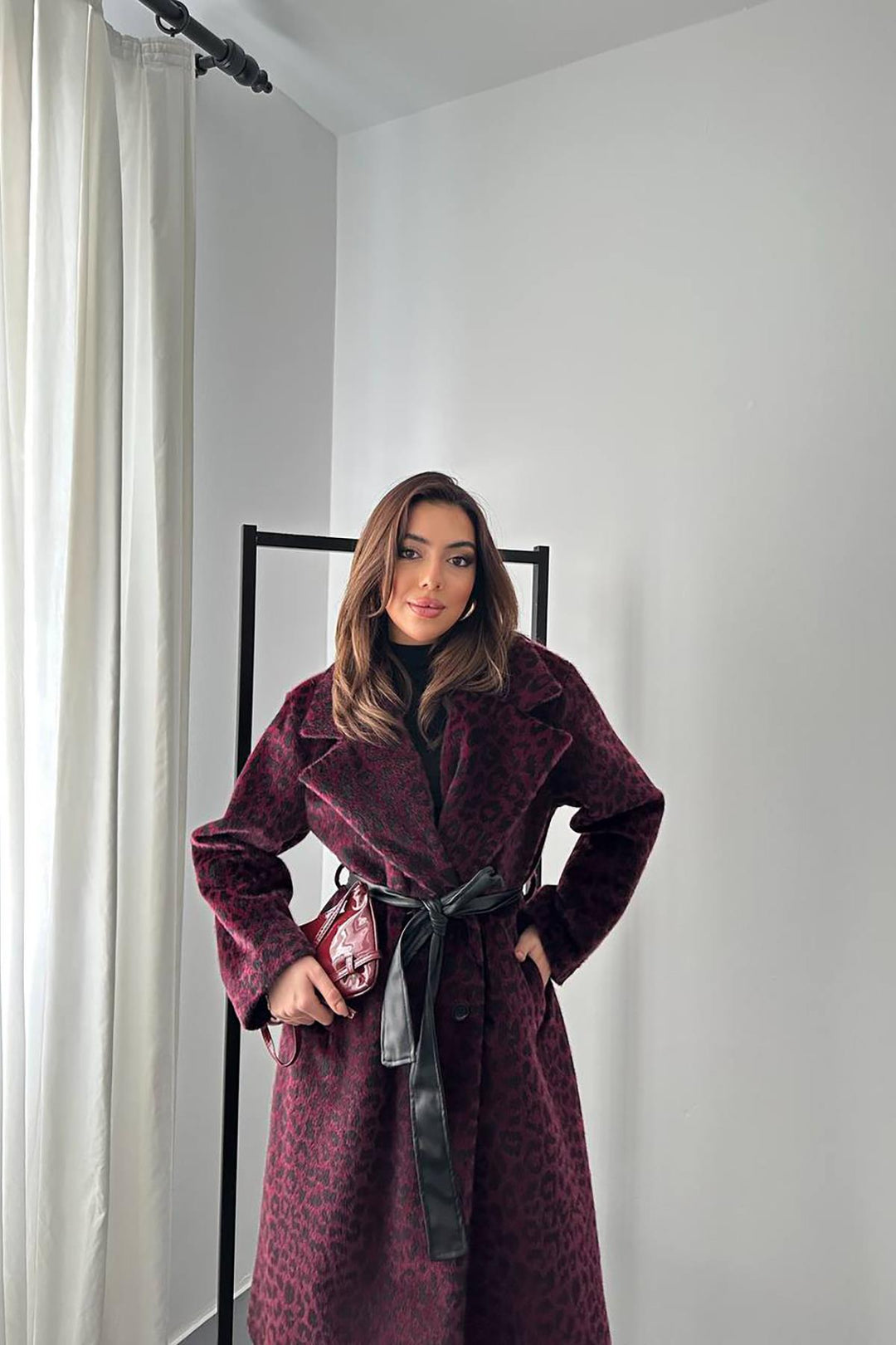 ELS Toptan Bordo Deri Kuşak Garnili Kaban - Ciudad Benito Juárez