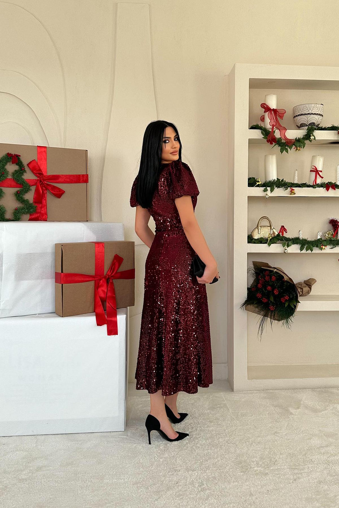ELS Wholesale Burgundy Velvet Dress - Gütersloh
