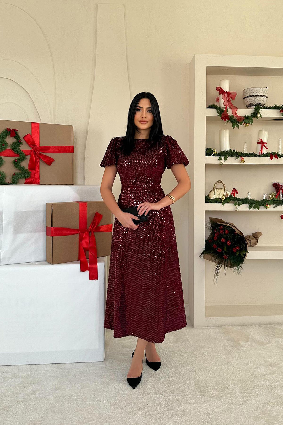 ELS Wholesale Burgundy Velvet Dress - Gütersloh