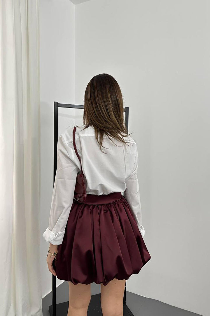 ELS Toptan Bordo Saten Balon Etek - Emmen