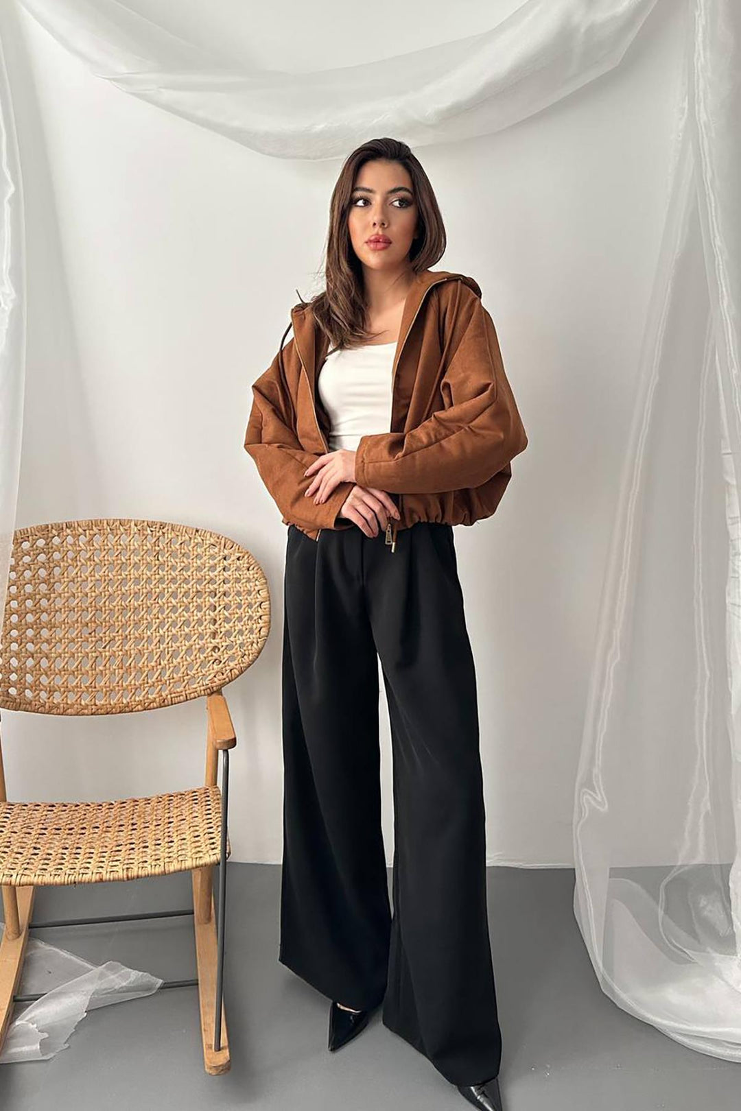 ELS Wholesale Camel Short Hooded Jacket - Ponferrada