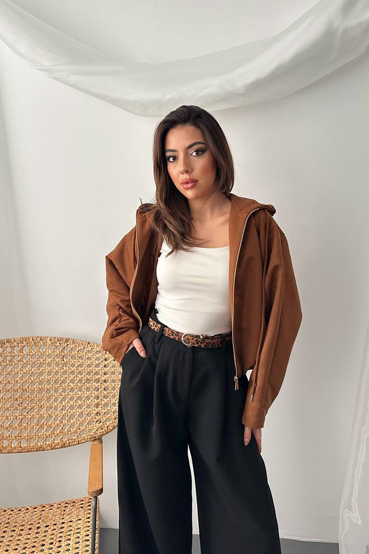 ELS Wholesale Camel Short Hooded Jacket - Ponferrada