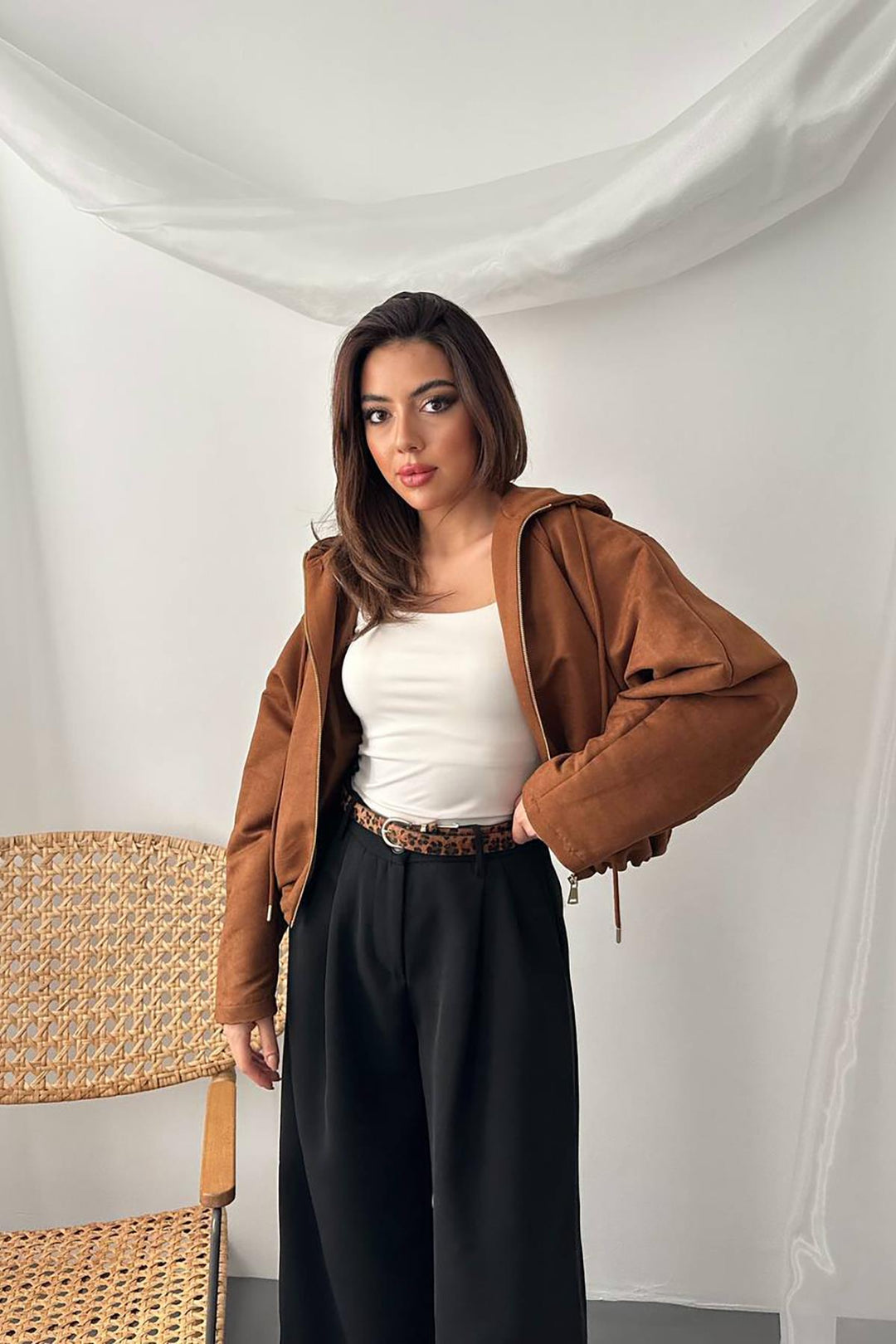 ELS Wholesale Camel Short Hooded Jacket - Ponferrada