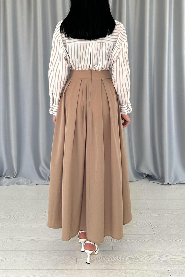 ELS Wholesale Camel Long Pleated Skirt - Cologne