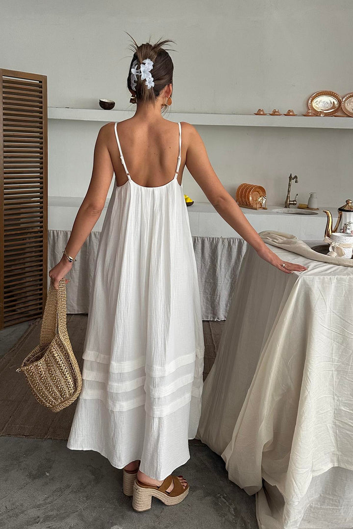 ELS Wholesale Ecru Muslin Dress with Straps - Bellflower