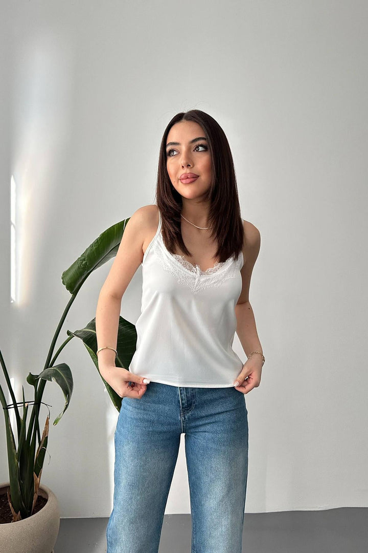 ELS Wholesale Ecru Lace Satin Blouse - Huntington Station