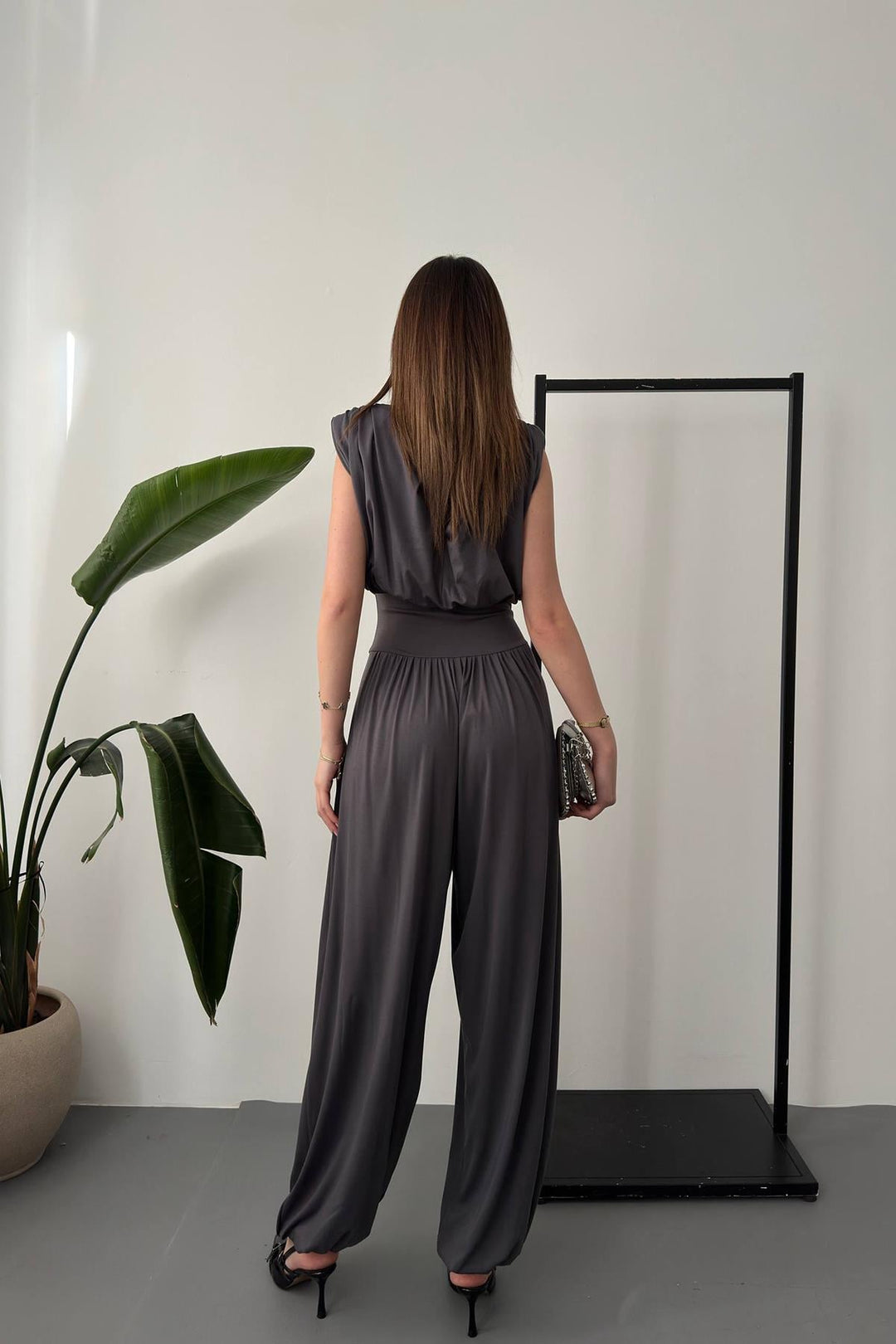 ELS Wholesale Smoke Drawstring Jumpsuit - Racine