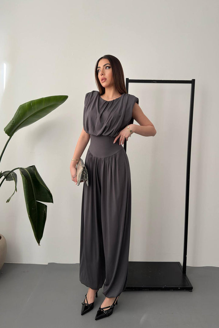 ELS Wholesale Smoke Drawstring Jumpsuit - Racine