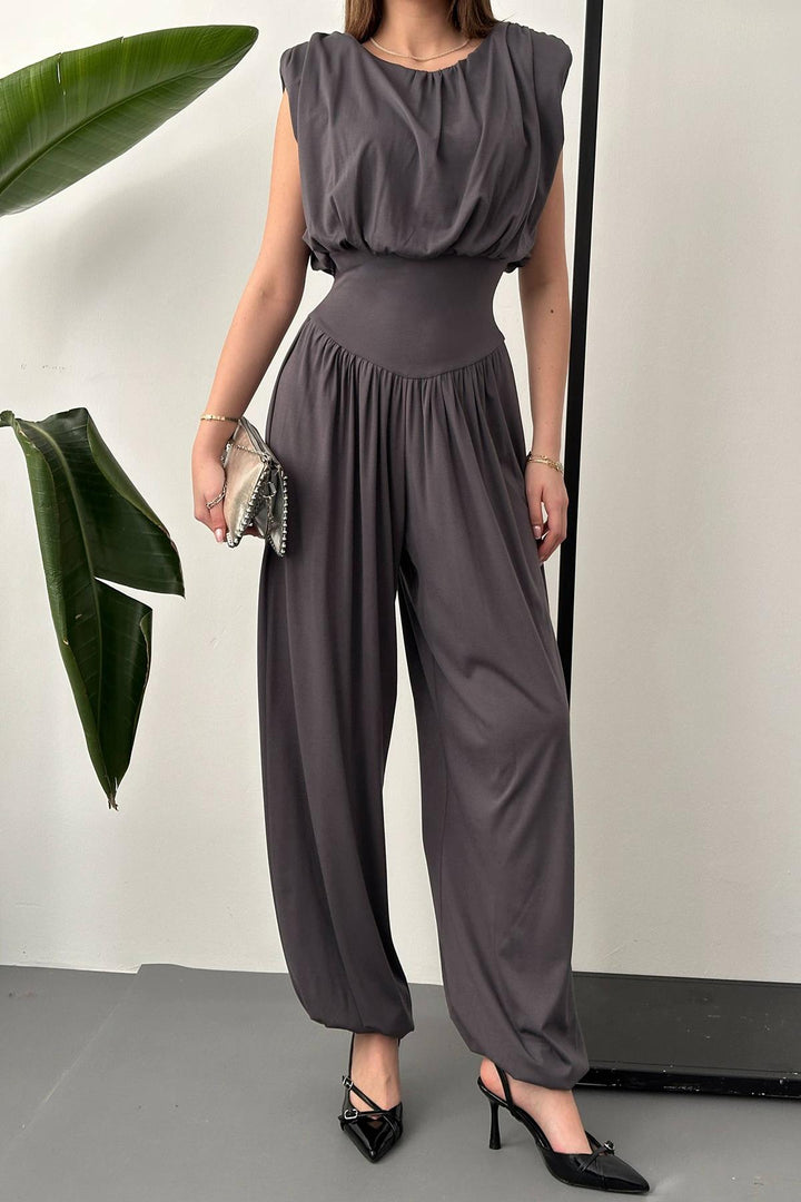 ELS Wholesale Smoke Drawstring Jumpsuit - Racine