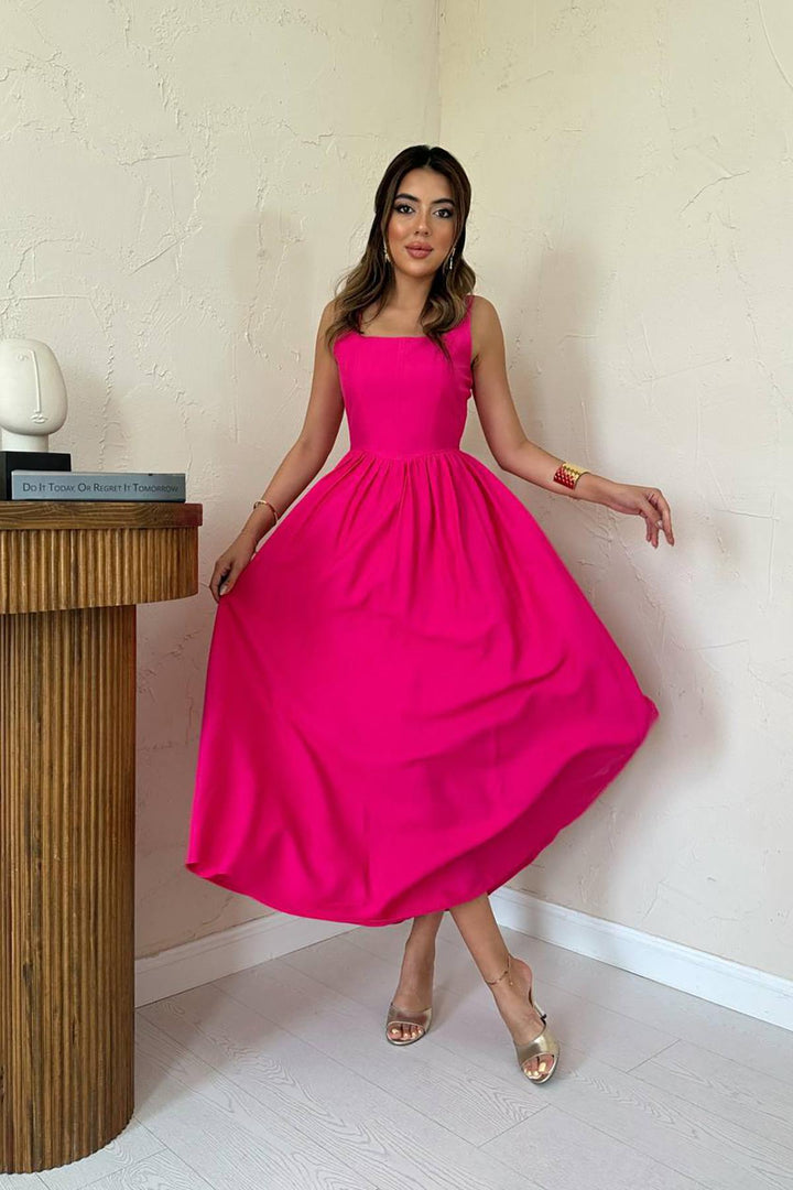 ELS Wholesale Fuchsia Thick Linen Dress - Porto