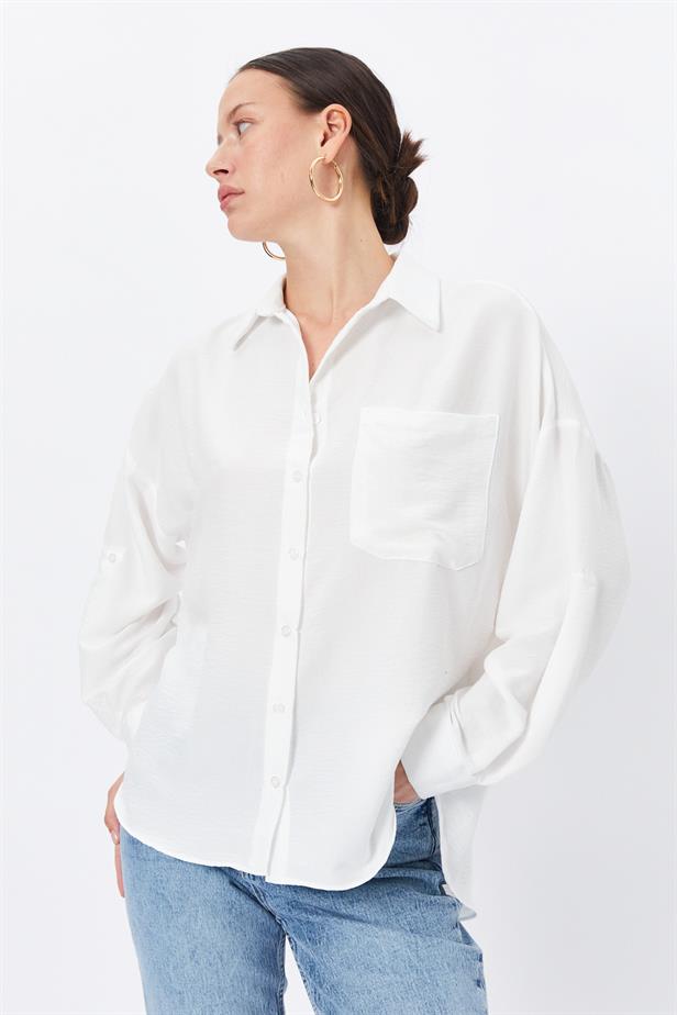 RYN Wholesale Pocket Oversized Shirt White - Brantford