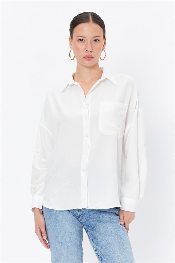 RYN Wholesale Pocket Oversized Shirt White - Brantford
