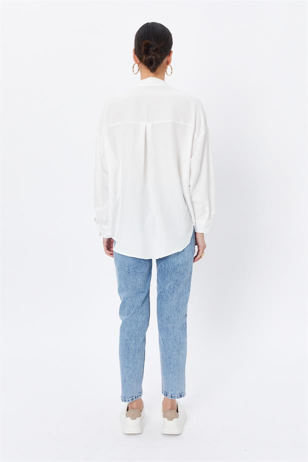 RYN Wholesale Pocket Oversized Shirt White - Brantford