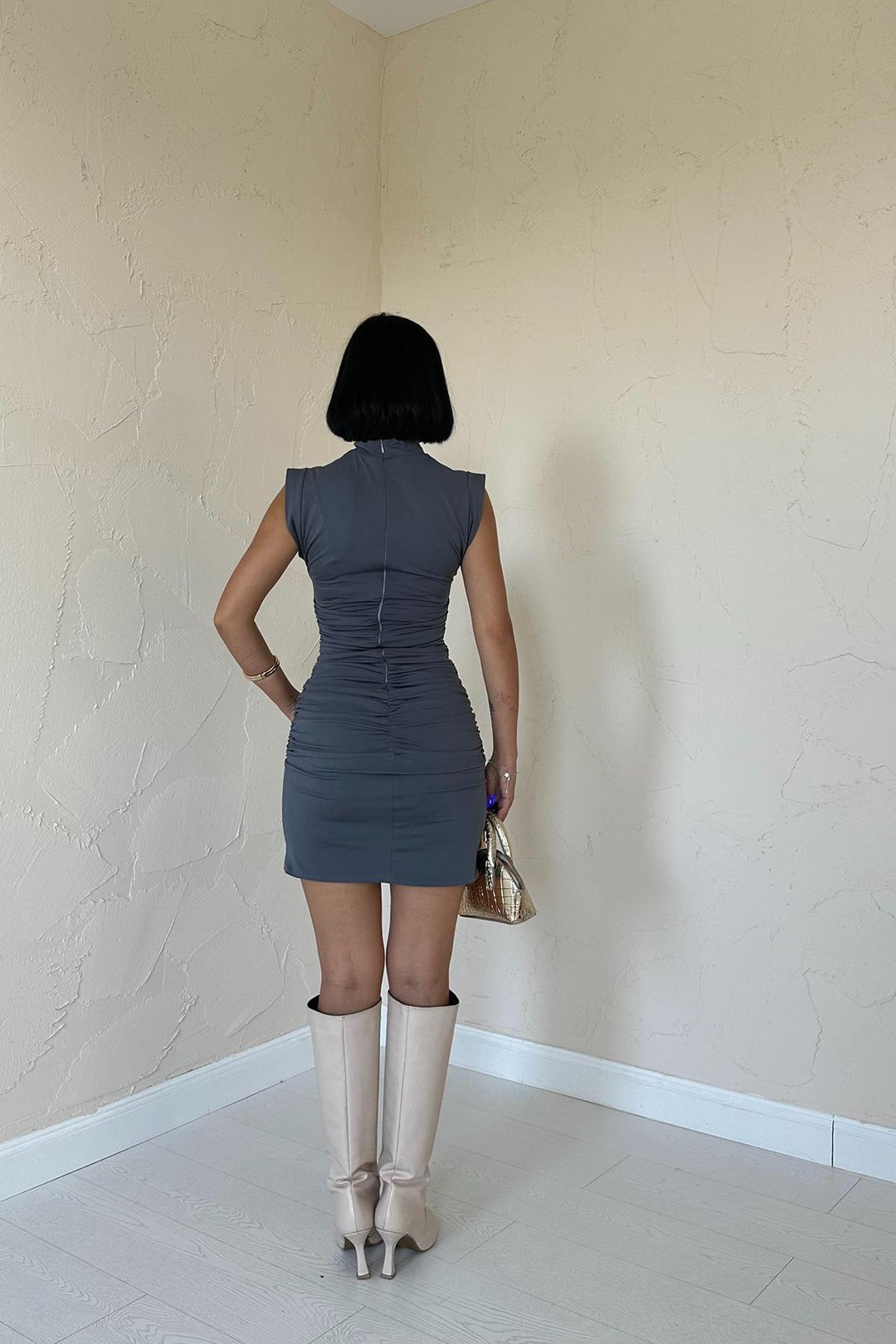 ELS Wholesale Gray Ruffled Sleeveless Dress - Móstoles